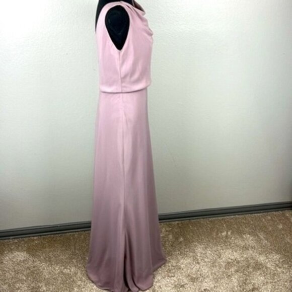 Jenny Yoo Madelyn Floor Length Formal Gown Cowl Neck Sleeveless V-Back Zipper 10 - Picture 8 of 13